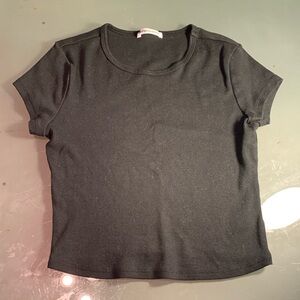 Reformation Black Ribbed Fitted Tee – Size Small